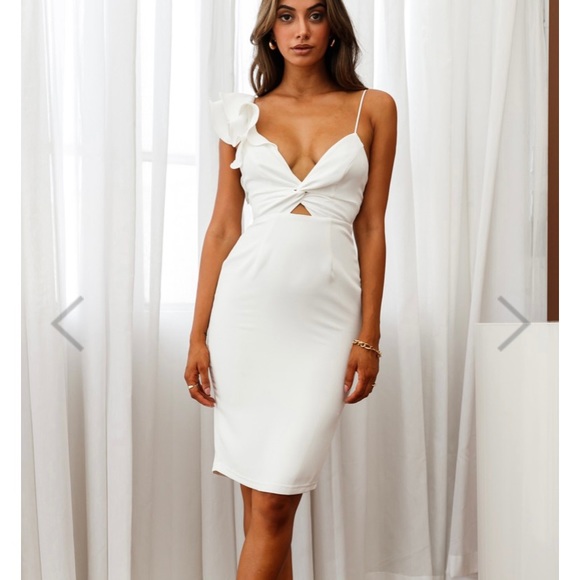 WHITE MIDI DRESS - Picture 1 of 4